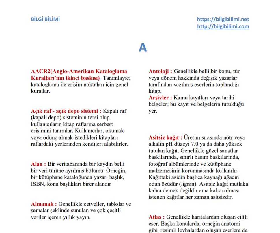Kütüphane Sözlüğü